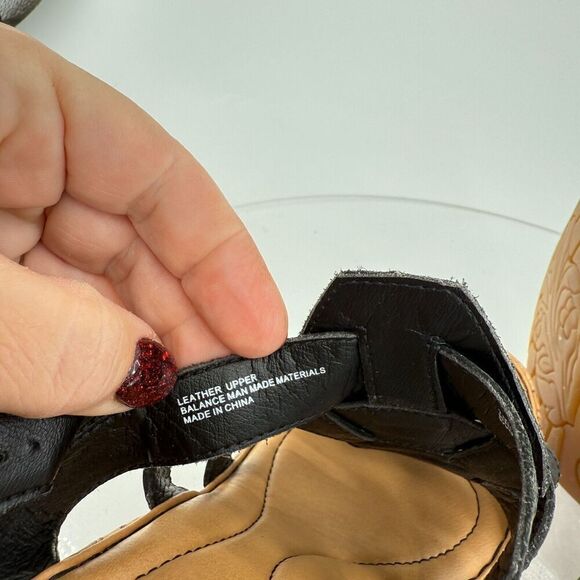 Born Bernese Womens Sandal Size 10 Black Leather Wedge Heel Open Toe Retro Caged - Picture 14 of 16